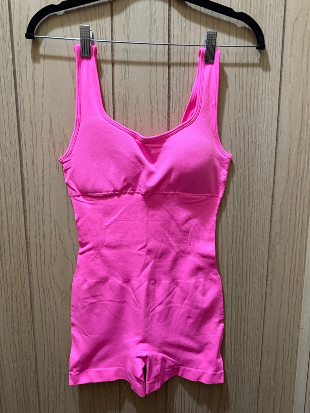 OQQ Women’s Sculpting Bodysuit Shapewear romper in Neon Pink